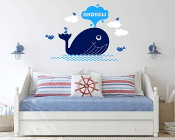 Whale Nautical Sea Life Name Decal Whale Nautical Sea Life Name Decal